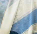 NEW! Prince Jeffry 100% Silk Taffeta Drapery Fabric in Stripes- Blue and White Cream