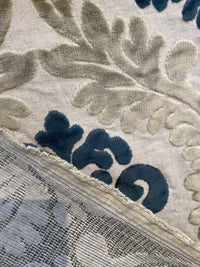 NEW! Emperor Julius Designer Italian Burnout Medallion Chenille Velvet Silver-Blue Light Grey Fabric Upholstery - Fancy Styles Fabric Pierre Frey Lee Jofa Brunschwig & Fils