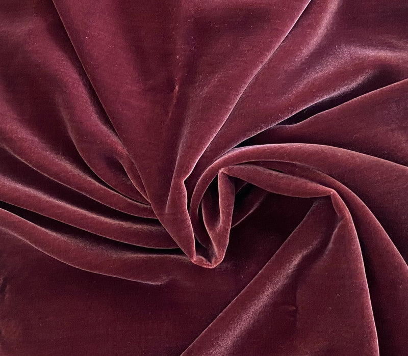 NEW! Miss Bonnie Designer Silk & Rayon Velvet Fabric - Rose Merlot- By The Yard- 55” Wide