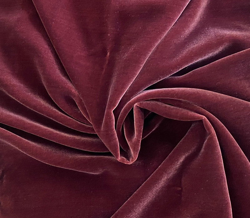 Miss Bonnie Designer Silk Rayon Velvet Fabric- Dark Cabernet Red - By the  yard