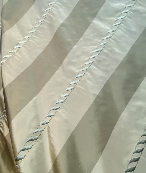 NEW Queen Marla 100% Silk Taffeta Embroidered Stripes Fabric - Pistachio Green - Fancy Styles Fabric Pierre Frey Lee Jofa Brunschwig & Fils