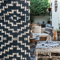 New! SUNBRELLA Indigo Blue Tribal Geometric Waterproof Indoor Outdoor Upholstery Fabric - Fancy Styles Fabric Pierre Frey Lee Jofa Brunschwig & Fils