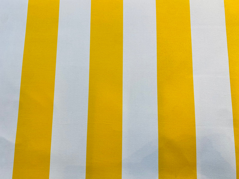 NEW Lady Jacqueline Solid Yellow Waterproof Decorating Fabric - 3” Stripes - Upholstery 55” Wide