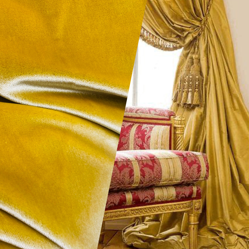 NEW! Emperor Duke 100% Silk Venetian Velvet Upholstery Fabric- Yellow