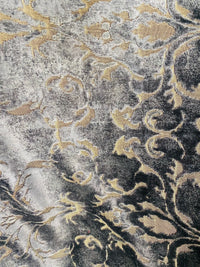 NEW! Duke Santori Designer Venetian Italian Burnout Medallion Chenille Velvet Silver-Charcoal Grey Bronze Fabric Upholstery - Fancy Styles Fabric Pierre Frey Lee Jofa Brunschwig & Fils