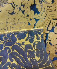 NEW King St John Designer Damask Drapery Satin Fabric - Black Gold- Decorating - Fancy Styles Fabric Pierre Frey Lee Jofa Brunschwig & Fils