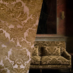 NEW! King John - Designer Italian Venetian Burnout Damask Cut Velvet Taupe Fabric Upholstery - Fancy Styles Fabric Pierre Frey Lee Jofa Brunschwig & Fils