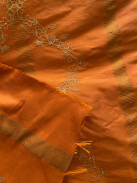 NEW Queen Katjia Novelty Floral Embroidered 100% Silk Fabric in Rust Burnt Orange - Fancy Styles Fabric Pierre Frey Lee Jofa Brunschwig & Fils