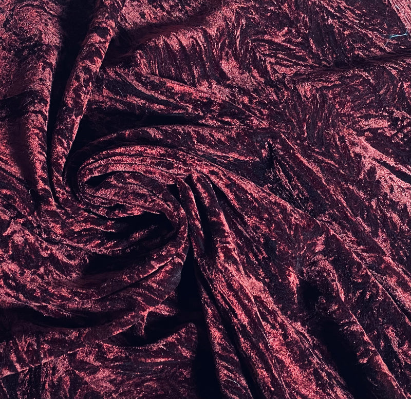 App Sale: Miss Lila Designer Burgundy Rayon Poly Velvet Fabric