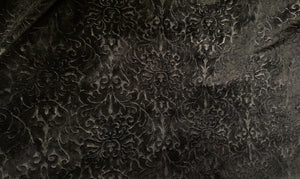 NEW! Prince Pang - Designer Italian Venetian Burnout Damask Cut Velvet Black Fabric Upholstery - Fancy Styles Fabric Pierre Frey Lee Jofa Brunschwig & Fils