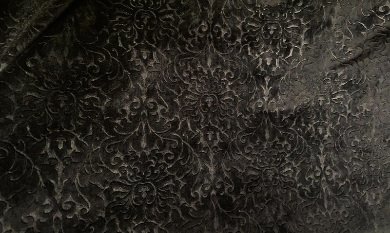 NEW! Prince Pang - Designer Italian Venetian Burnout Damask Cut Velvet Black Fabric Upholstery - Fancy Styles Fabric Pierre Frey Lee Jofa Brunschwig & Fils