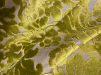 NEW! Princess Perma - LARGE REPEAT- Designer Italian Venetian Burnout Damask Velvet Yellow-Lime Chartreuse Fabric Upholstery - Fancy Styles Fabric Pierre Frey Lee Jofa Brunschwig & Fils