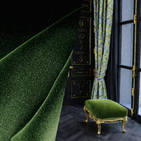 New Prince Oliver 100% Cotton made in Belgium Velvet Fabric in Central Park Green - Fancy Styles Fabric Pierre Frey Lee Jofa Brunschwig & Fils