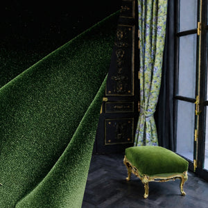 New Prince Oliver 100% Cotton made in Belgium Velvet Fabric in Central Park Green - Fancy Styles Fabric Pierre Frey Lee Jofa Brunschwig & Fils