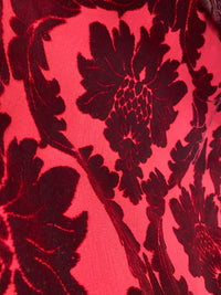 NEW! Prince Jasper - Designer Italian Venetian Burnout Damask Cut Velvet Red Fabric Upholstery - Fancy Styles Fabric Pierre Frey Lee Jofa Brunschwig & Fils
