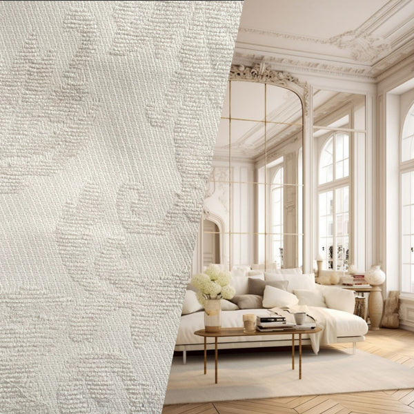 NEW! SALE! King Sam Brocade Jacquard Burnout Upholstery Chenille Italian Fabric- White Ivory Floral- Upholstery Neoclassical - Fancy Styles Fabric Pierre Frey Lee Jofa Brunschwig & Fils