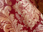 NEW SALE! Lord Louis Designer 100% Silk Taffeta Damask Fabric - Dark Red and Gold