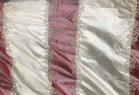 NEW Back in Stock! Queen Kristen Embroidered 100% Silk Taffeta Icy Red and Champagne Stripes - Fancy Styles Fabric Pierre Frey Lee Jofa Brunschwig & Fils