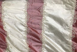 Spooky Sale: $29 BINGO Continuous Yardage 8- Queen Kristen Embroidered 100% Silk Taffeta Icy Red and Champagne Stripes