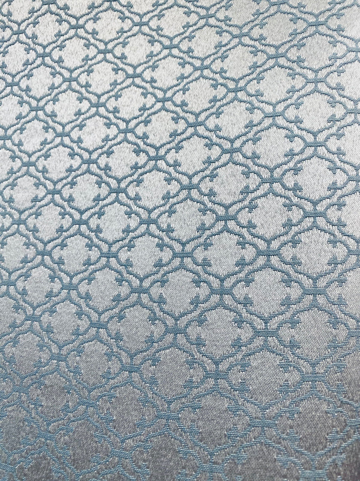 NEW Prince Lenmar Antique Inspired Eggshell Silver Blue Satin Geometric Upholstery Fabric - Fancy Styles Fabric Pierre Frey Lee Jofa Brunschwig & Fils