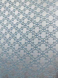 NEW Prince Lenmar Antique Inspired Eggshell Silver Blue Satin Geometric Upholstery Fabric - Fancy Styles Fabric Pierre Frey Lee Jofa Brunschwig & Fils
