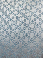 NEW Prince Lenmar Antique Inspired Eggshell Silver Blue Satin Geometric Upholstery Fabric