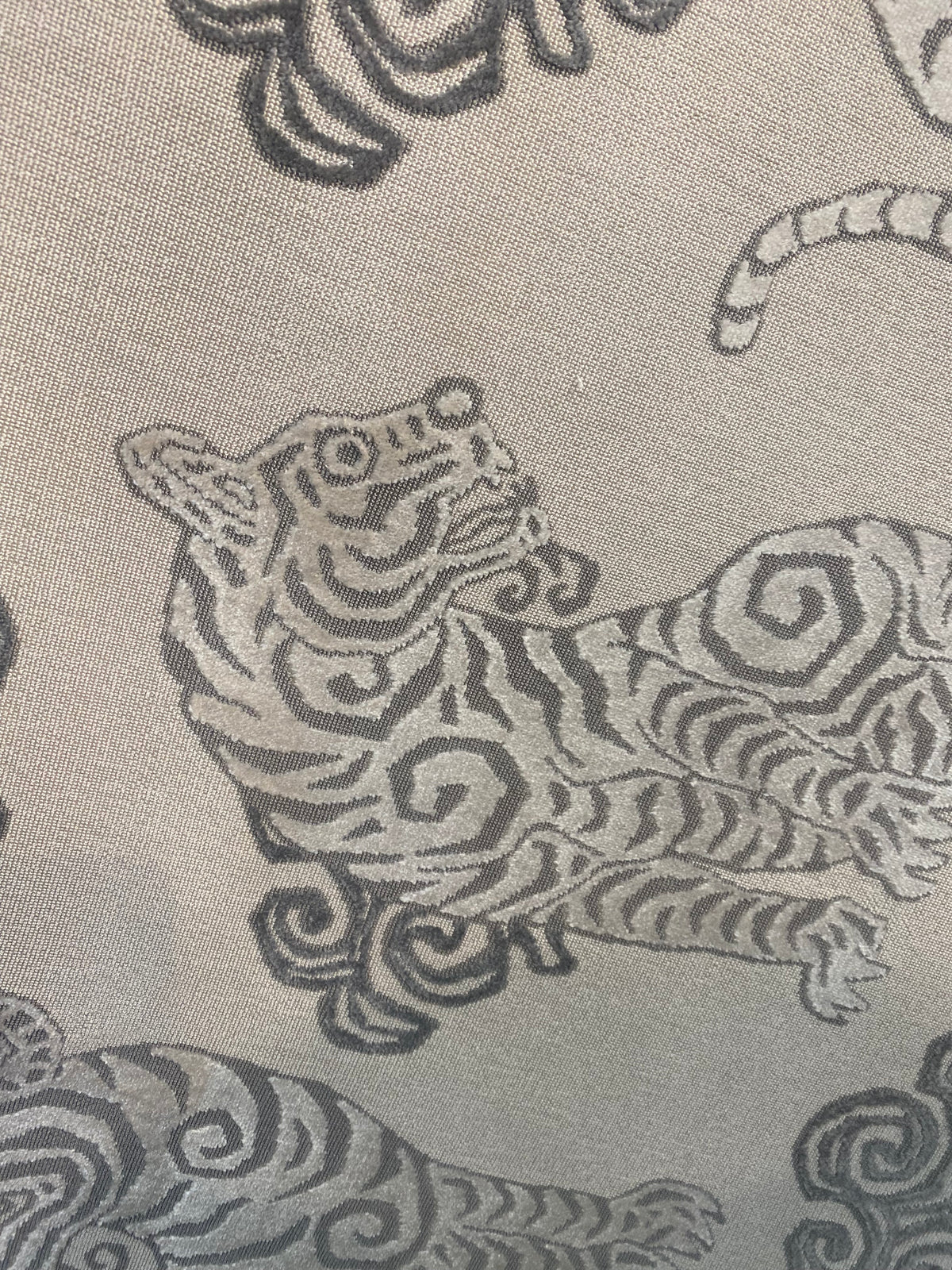 NEW GUCCI HOME Designer Upholstery Heavyweight Tiger Animal Burnout Velvet Fabric- Grey - Fancy Styles Fabric Pierre Frey Lee Jofa Brunschwig & Fils
