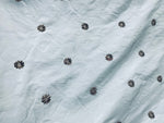 NEW! SALE! Lady Margaret 100% Silk Dupioni Taffeta Fabric- Velvet Grey Embroidery Floral -Light Blue
