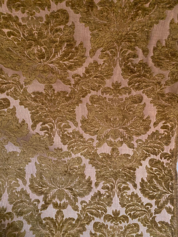 NEW! King John - Designer Italian Venetian Burnout Damask Cut Velvet Taupe Fabric Upholstery - Fancy Styles Fabric Pierre Frey Lee Jofa Brunschwig & Fils