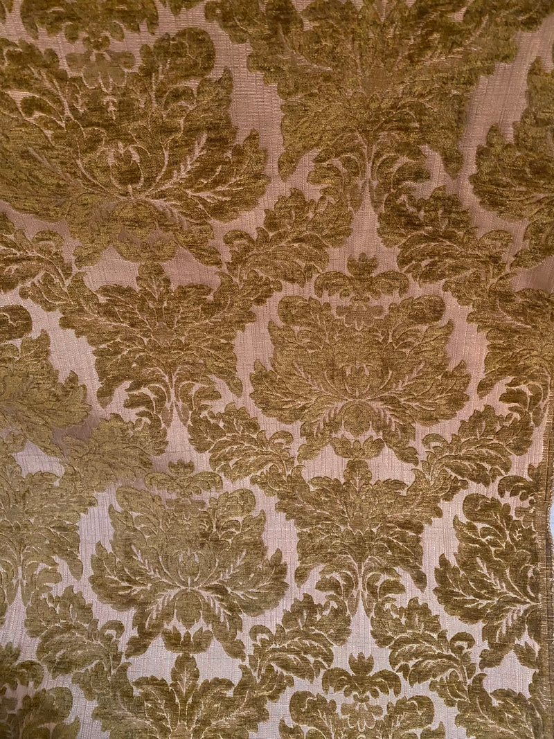 NEW! King John - Designer Italian Venetian Burnout Damask Cut Velvet Taupe Fabric Upholstery - Fancy Styles Fabric Pierre Frey Lee Jofa Brunschwig & Fils