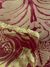 NEW! King Sante 100% Silk Satin Novelty Jacquard Damask Fabric- Red and Gold - Fancy Styles Fabric Pierre Frey Lee Jofa Brunschwig & Fils