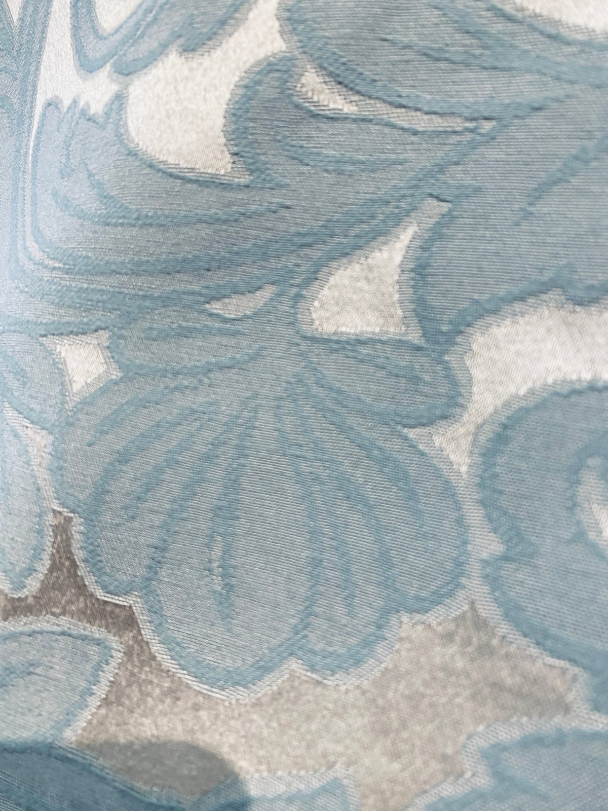 NEW King Belmar Antique Inspired Eggshell Silver Blue Satin Floral Upholstery Fabric - Fancy Styles Fabric Pierre Frey Lee Jofa Brunschwig & Fils