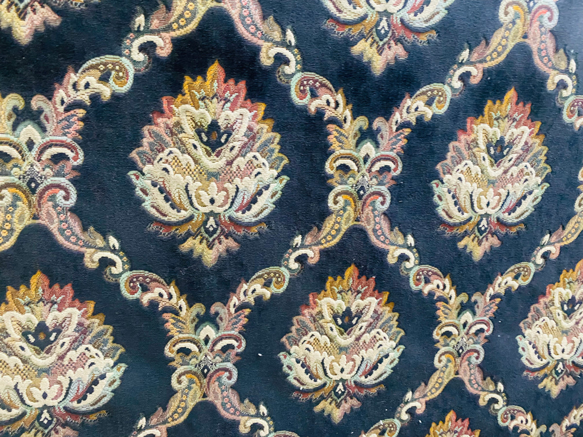 NEW! Duke Challace Designer Italian Burnout Medallion Chenille Velvet Upholstery Fabric - Black - Fancy Styles Fabric Pierre Frey Lee Jofa Brunschwig & Fils