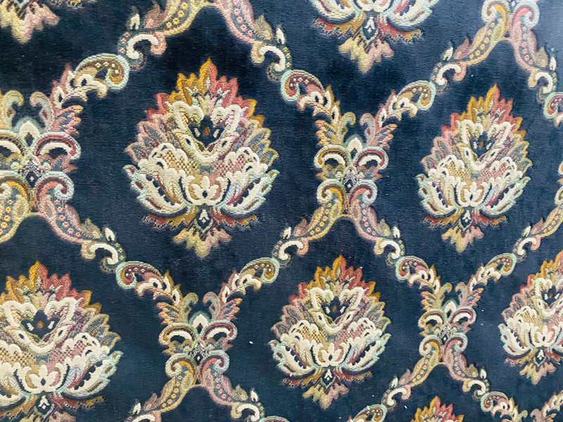 NEW! Duke Challace Designer Italian Burnout Medallion Chenille Upholstery Fabric - Black
