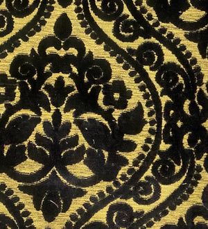 Sir Sanders Novelty Burnout Medallion Chenille Velvet Fabric - Black- Upholstery - Fancy Styles Fabric Pierre Frey Lee Jofa Brunschwig & Fils