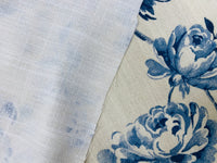 SALE! NEW! Miss Katie Designer Floral Drapery Upholstery Fabric- French Blue & Cream White - Fancy Styles Fabric Pierre Frey Lee Jofa Brunschwig & Fils