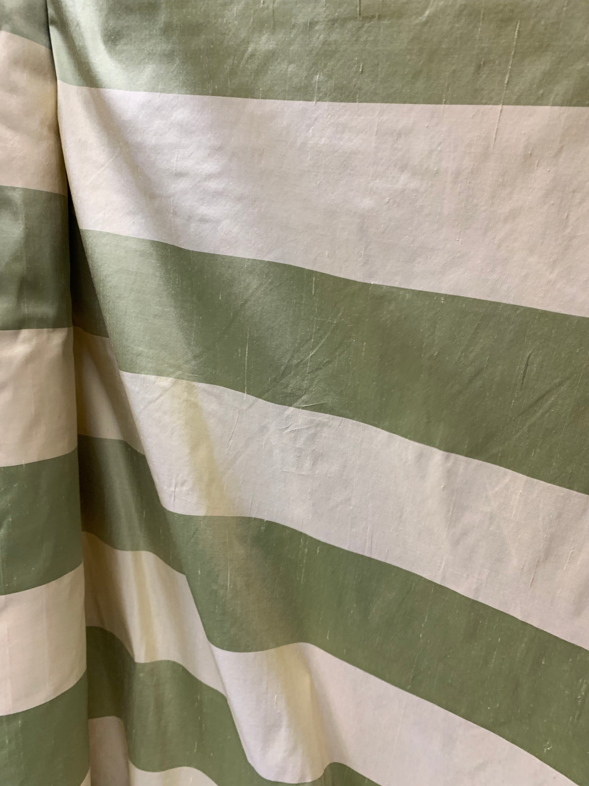NEW Queen Qante 100% Silk Dupioni Stripes Fabric - Pistachio Green and Cream - Fancy Styles Fabric Pierre Frey Lee Jofa Brunschwig & Fils
