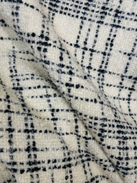 NEW Count York Designer Heavyweight Boucle Upholstery Fabric in White and Black Plaid Melange - Fancy Styles Fabric Pierre Frey Lee Jofa Brunschwig & Fils
