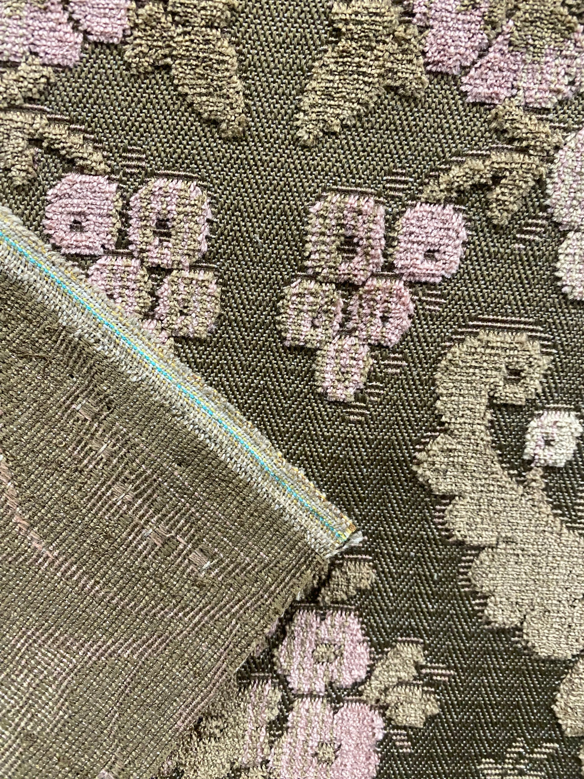NEW! Duke Napoli Designer Venetian Italian Burnout Medallion Chenille Velvet Pink Taupe Fabric Upholstery Style# HG10008 - Fancy Styles Fabric Pierre Frey Lee Jofa Brunschwig & Fils