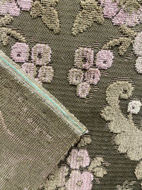 NEW! Duke Napoli Designer Venetian Italian Burnout Medallion Chenille Velvet Pink Taupe Fabric Upholstery Style# HG10008 - Fancy Styles Fabric Pierre Frey Lee Jofa Brunschwig & Fils