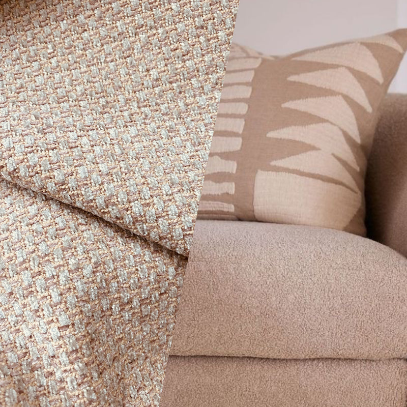 NEW Count Contesse Tweed Chenille Upholstery & Drapery Fabric - Blush Pink