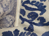 NEW! Sir Scotte Novelty Burnout Medallion Floral Velvet Fabric - Indigo Navy Blue- Upholstery - Fancy Styles Fabric Pierre Frey Lee Jofa Brunschwig & Fils