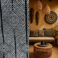 New! SUNBRELLA Black and White Tribal Geometric Waterproof Indoor Outdoor Upholstery Fabric - Fancy Styles Fabric Pierre Frey Lee Jofa Brunschwig & Fils