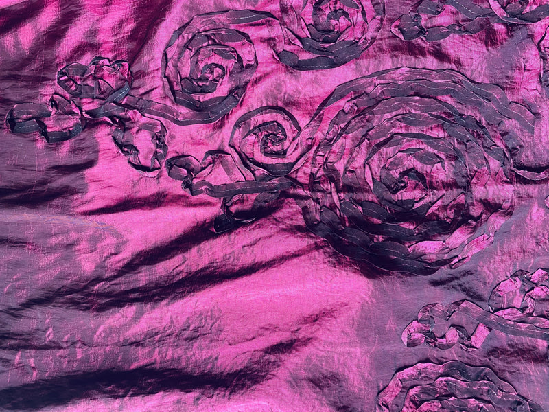 App Deal: Duchess Stefanie Embroidered Floral “Faux Silk” Fabric Magenta Iridescence