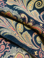 NEW Queen Fonda Designer Floral Chenille Upholstery Fabric - Black Coral