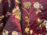 NEW Princess Carey 100% Silk Taffeta Embroidered Floral Fabric - Dark Red - Fancy Styles Fabric Pierre Frey Lee Jofa Brunschwig & Fils