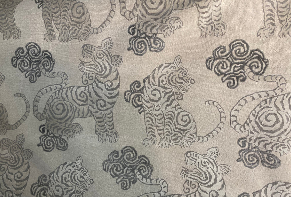 NEW GUCCI HOME Designer Upholstery Heavyweight Tiger Animal Burnout Velvet Fabric- Grey - Fancy Styles Fabric Pierre Frey Lee Jofa Brunschwig & Fils