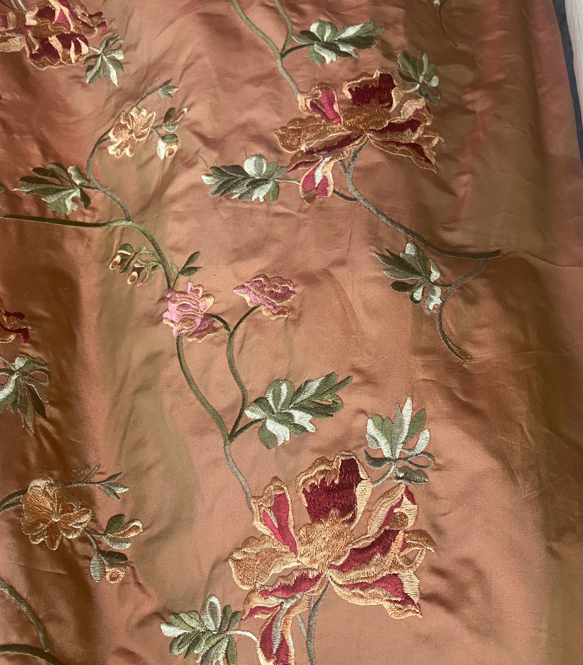 Princess Carey 100% Silk Taffeta Embroidered Floral Fabric - Salmon