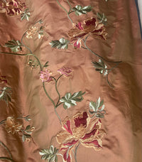 Princess Carey 100% Silk Taffeta Embroidered Floral Fabric - Salmon