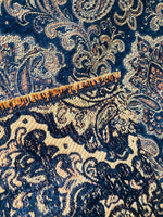 NEW Queen Janey Designer Kilim Rug Inspired Damask Chenille Upholstery Fabric - Black